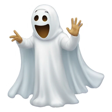friendly person in ghost costume waving for halloween sticker