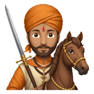Make a emoji of Chatrapati Shivaji Maharaj in hand must have sward and horse face must be similar to shivaji maharaj  sticker