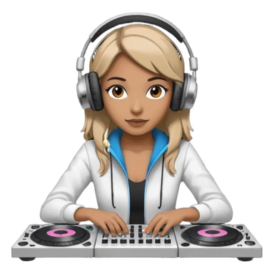 woman dj with setup sticker