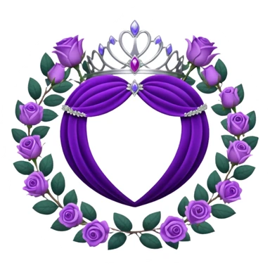 Purple rose with silver tiara and a purple emblem leaf wreath sticker