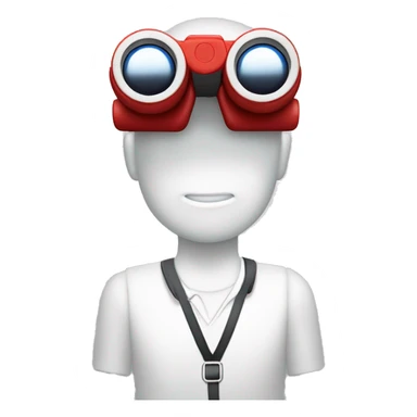 Persona blanca con polo rojo agarrando su binocular con sus manos  sticker