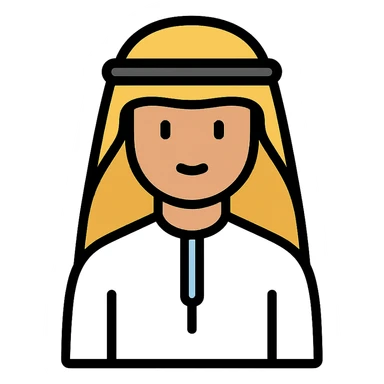 color outline icon of a Gulf Arab man in traditional dress sticker