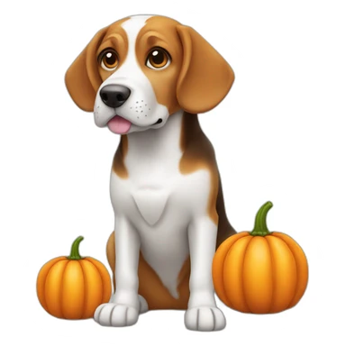 wise beagle dog with pumpkin sticker