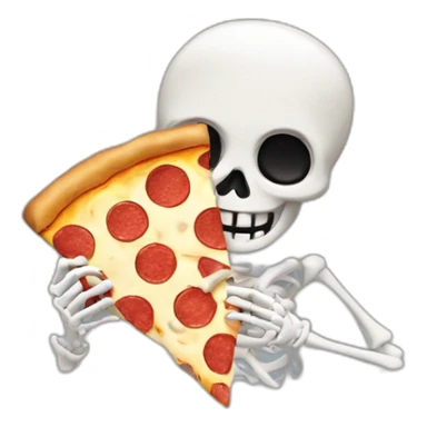 a skeleton holding a slice of pizza sticker