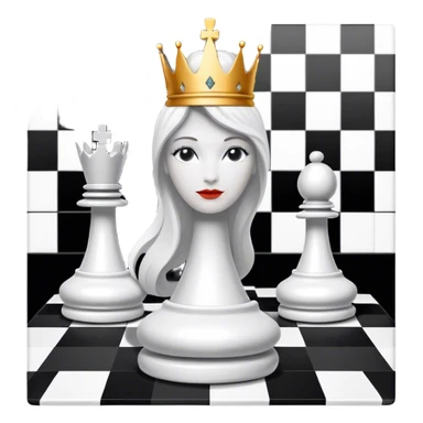 white queen chess piece on chess square sticker