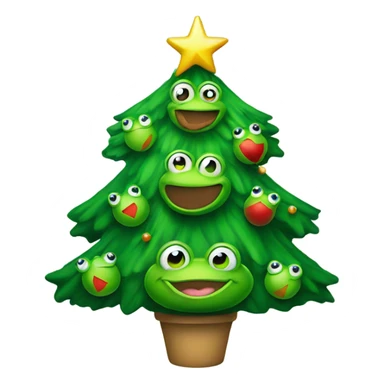 Christmas tree with frog ornaments sticker