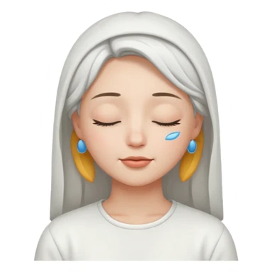 closed eyes relieved facial expression in white outfit sticker