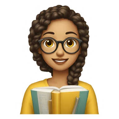 menina de óculos branco lendo um livro de capa amarela sticker