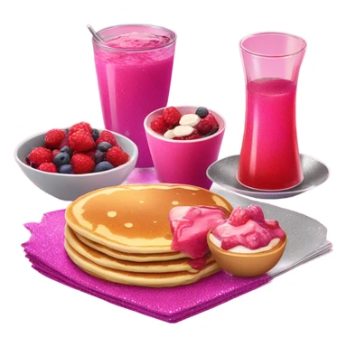 Hot pink breakfast with glitter  sticker