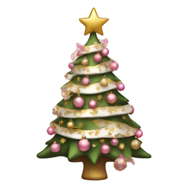 christmas tree with pink and gold and white decorations sticker