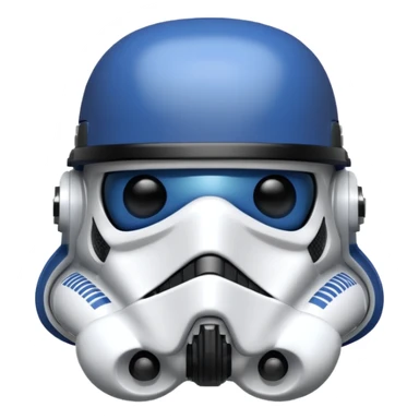 a blueberry wearing a black storm trooper helmet sticker