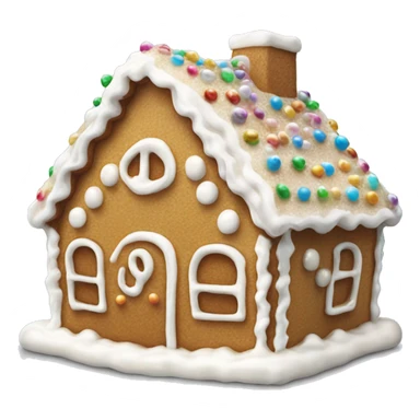 Realistic white frosted gingerbread cookie house with round iridescent pearl sprinkles. sticker