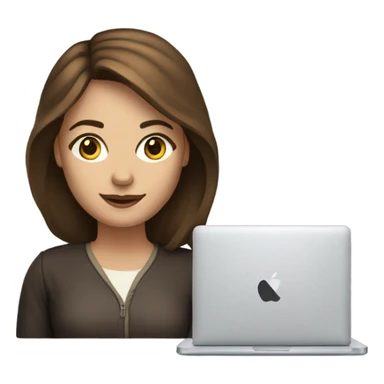 woman web designer with macbook with brown hqir brown eyes  sticker
