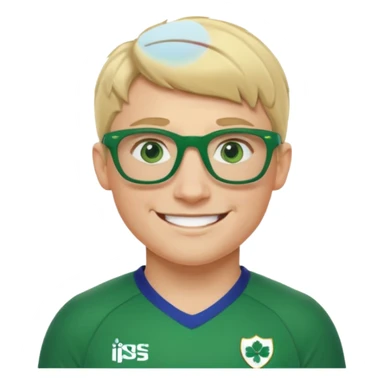 irish rugby player with very short blond hair and green glasses sticker