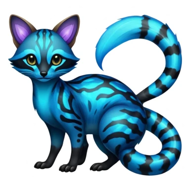 Exotic futuristic black blue dark galagctical bioluminescent translucent transparent lush warm-colored neon-glowing iridescent Fakémon-Fionbri-Vernid-Genet-creature sticker