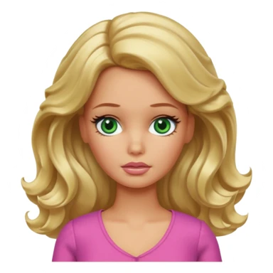 sad Barbie with blonde wavy hair green eyes and tan skin sticker