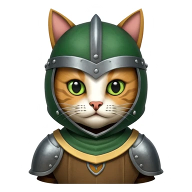 Crea un gato atigrado con armadura y casco medieval  sticker
