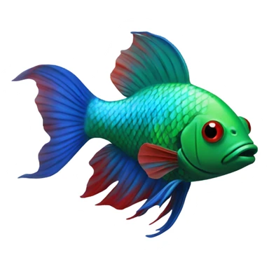 blue and green beta fish with a little bit of red sticker