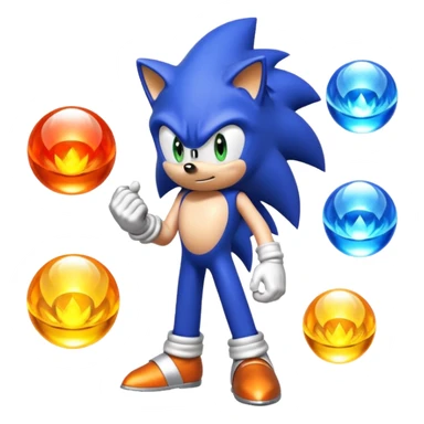 I want Sonic the hedgehog with the 7 chaos emeralds and the Goku aura transformation sticker
