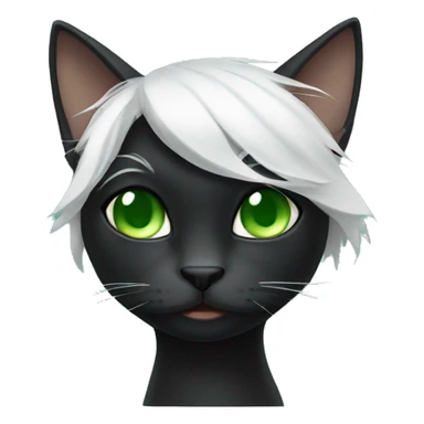 Black cat with green eyes and white hair in neck sticker