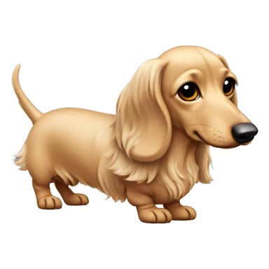 Light Beige color long hair long face dachshund full body  sticker