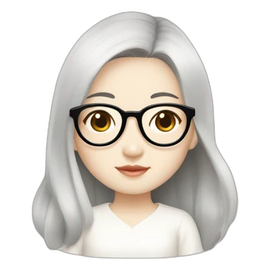 cute-singaporean-chinesegirl-in-muji-white-dress-with-black-hair and golden glasses sticker