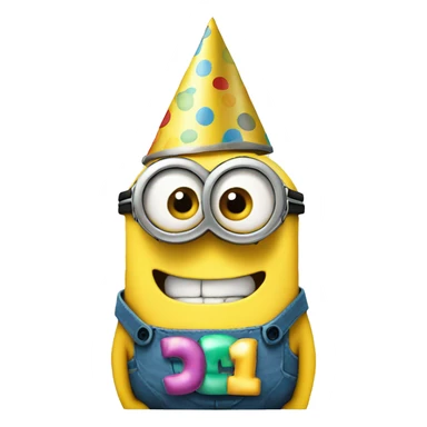 minion wearing a birthday party hat sticker
