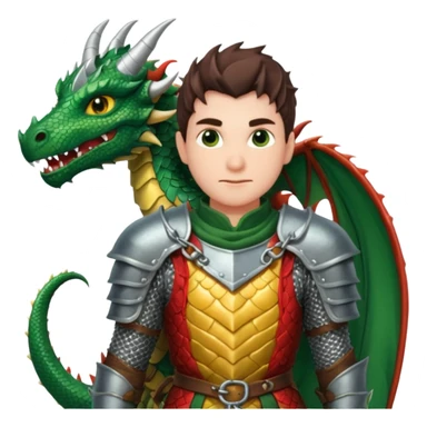 a dragon tamer in medieval time with a dragon next to him sticker