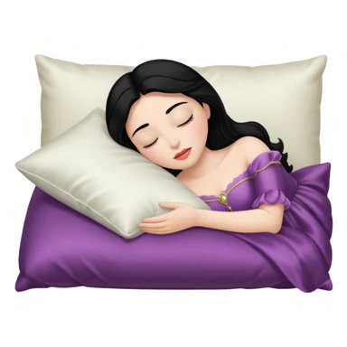 sleeping beauty black haired white girl with a silk pillow sticker