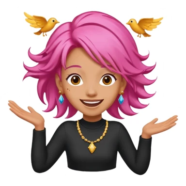 bungee jumping face with earrings pink hair flying away sticker