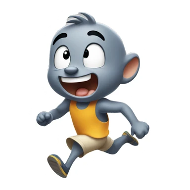 running Jerry(from tom and jerry), scared, looking behind sticker