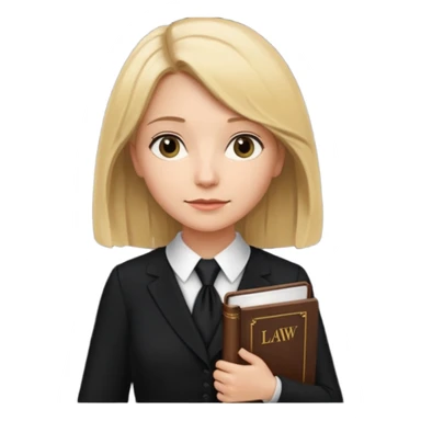 woman lawyer blanche et blonde avec des cheveux mi-long; elle est habillée avec une longue robe noire et une cravate blanche;  sticker