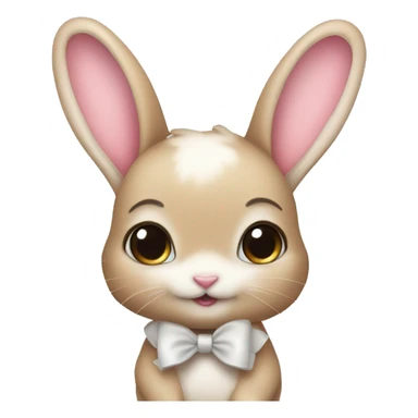 Baby bunny with coquette bow on ear sticker