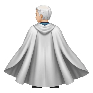 fullbody in frame silverhair god ZEUS, white cape, standing still backview sticker