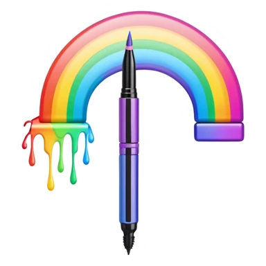 mascara pen with rainbow colors sticker