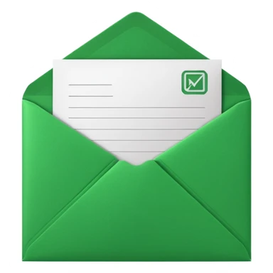 3D green envelope with letter in it sticker