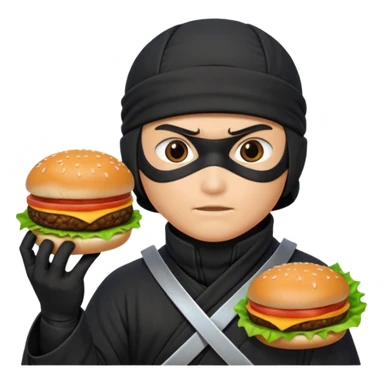 ninja with hambuger and shuriken sticker