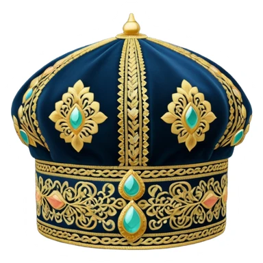 Bukhara style doppa hat with small detailed gold embroidery on dark background sticker