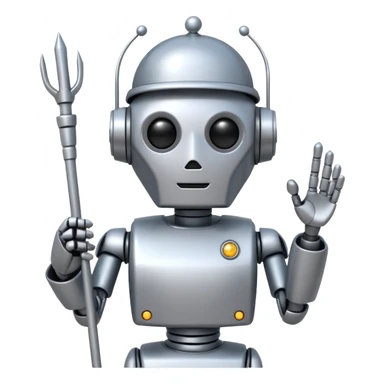 robot conductor, face only, with some staffs sticker