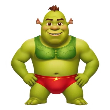 Шрек в трусах на которых нарисован молния макуин sticker