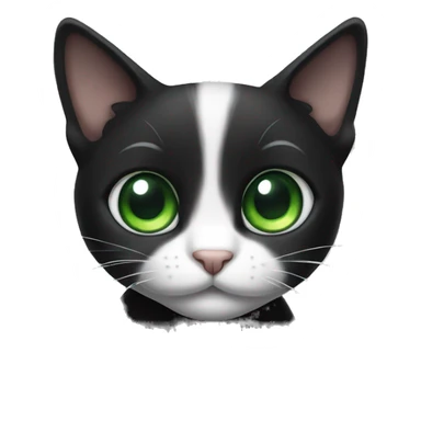 small tuxedo black and white cat with green eyes sticker