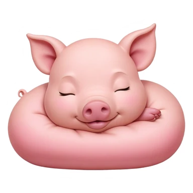 Meme-Worthy Cute Sleeping Piglet Portrait Emoji, Head resting peacefully with a contented smile, showcasing a delightfully tiny build and a luxuriously soft rosy-pink hide, eyes shut in a serene, restful nap, Simplified yet hilariously adorable features, highly detailed, glowing with a soft, drowsy light, high shine, relaxed and utterly lovable, stylized with an air of playful laziness, bright and heartwarming, soft glowing outline, capturing the essence of a comically sleepy piglet, so meme-worthy it feels like it could instantly become the next viral sensation of adorable slumber! sticker