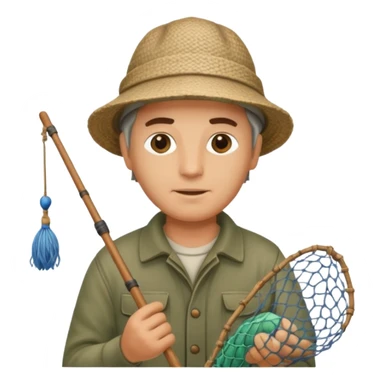 a fisherman is casting the fishing net sticker