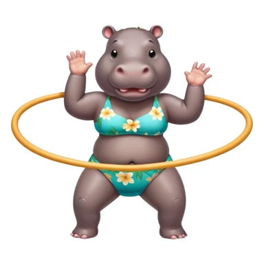 Hula hooping Hippo in a bathing suit  sticker
