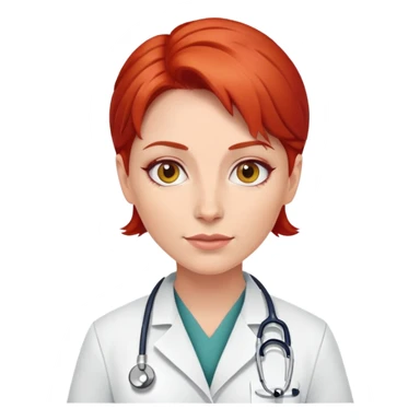 female doctor with red hair sticker