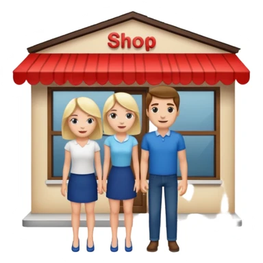 2 grown characters + shop building sticker