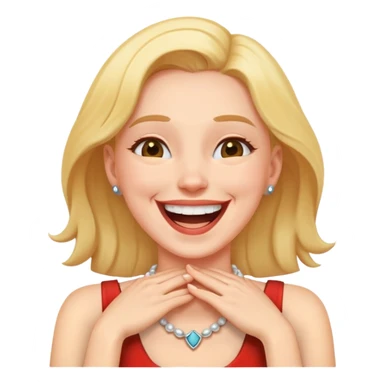 Woman laughing with hands on neck sticker