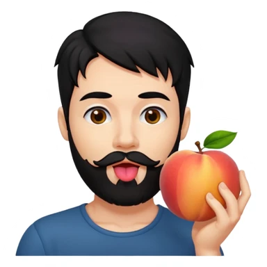 Black hair Man red beard licking peach sticker