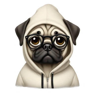 pug wearing a hoodie and glasses sticker