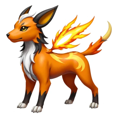Fiery elemental colorful solarpunky hot will-o-wispy Houndoom-Solgaleo-Torracat-Genesect-Pokémon-Fakémon-hybrid-creature sticker